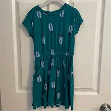 Gymboree Dresses | Euc Green Dress With Feathers And Pockets | Color: Blue/Green | Size: Sg