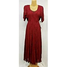 Lola P. 100% Rayon Red Embroidered Dress With Matching Slip Lace
