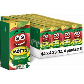Mott's 100 Percent Original Apple Juice, 4.23 Fl Oz Boxes, 44 Count (11 Packs Of 4)