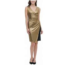 Tommy Hilfiger Womens Metallic Mini Cocktail And Party Dress Gold 16