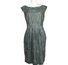 Eliza J Women's Blue Lace Silver Lined A Lined Sleeveless Knee Length Dress 8