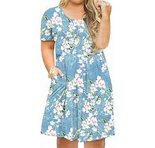 Tralilbee Womens Plus Size Floral Dress Short Sleeve Swing Dresses With Pockets 3X Us 22W24w 01