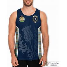 Balfour Blue Tartan Men's Tanks Top With Family Crest And Scottish Thistle Vibes Sport Style
