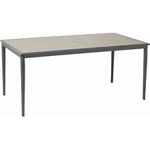 Alfresco Home Oden Gray Polywood 35.25'W X 67'D Rectangular Dining Table With Umbrella Hole