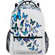 Blue Butterfly Backpack Butterflies Student School Bag Bookbag 14 Inch Laptop Backpacks Travel Daypack Shoulder Bag
