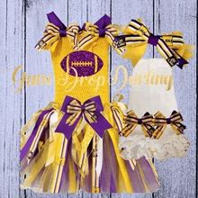 Football Cheer Outfit, Football Dress. Purple Gold Football Dress, LSU Fan, Purple Yellow Dress, Gold Purple Football Team, Purple Cheer