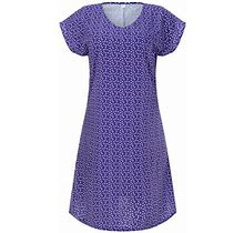 Dresses Summer Ladies Casual Short Sleeve V Neck Dot Heart Print Dress Holiday Dresses For Women Purple XXL