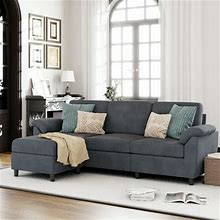 Walsunny 79" Convertible Sectional Sofa Couch,Linen Fabric L Shaped Sofa With Removable Pillows Dark Gray