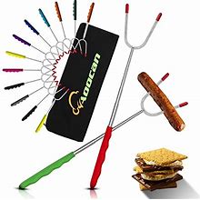 Aoocan Marshmallow Roasting Sticks Set Of 14 Long 45 Inch Smores Sticks For Fire Pit Telescoping Rotating Smores Skewers Hot Dog Roasting Sticks Fo