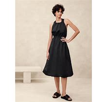 Women's Bubble-Hem Taffeta Midi Dress Black Regular Size M