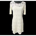 LAUREN RALPH LAUREN Crochet Lace Eyelet Dress Short Sleeve White M 80-26