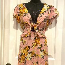 Miss Selfridge Dresses | Miss Selfridge Peach Gipsy Front Belt Tied Floral Dress | Color: Pink | Size: 4