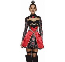 Smiffys Fever Queen Of Hearts Costume Adult Black Red 43479m Black/Red Medium