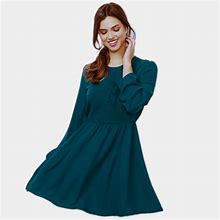 Lc Lauren Conrad Dresses | Lc Lauren Conrad Dress Smocked Fit & Flare Long Sleeves Bohemian Teal Small 4-6 | Color: Blue/Green | Size: S