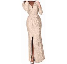 Womens Dresses Casual Formal Gowns Evening Sheath Sleeve V Neck Party Club Wrap Mini Dress