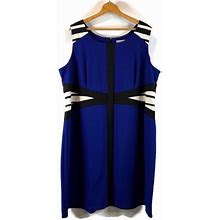 Catherines Dresses | Catherines Womens Blue Sheath Dress Size 3X Color Block Sleeveless Back Zip | Color: Blue | Size: 3X
