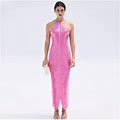 Valentine's Halter Neck Strappy Sleeveless Dress- Pink 2X Plus Size