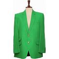 Mens Blazer Green Wool Handmade Dress Formal Suit Jacket Wedding Sport Coat 44R