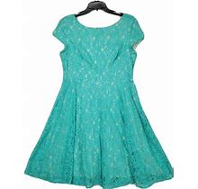 Danny Nicole Womens Teal Casual Formal Short Sleeves Dress Fit & Flare