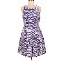 Plenty By Tracy Reese Casual Dress - Fit & Flare Keyhole Sleeveless: Purple Jacquard Dresses - Women's Size 6