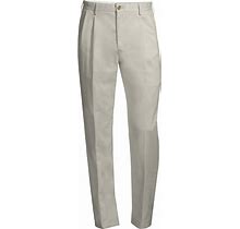 Men's Traditional Fit Pleated No Iron Chino Pants - Lands' End - Tan - 33