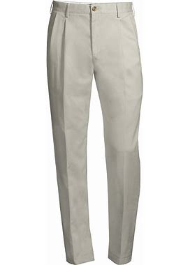 Men's Traditional Fit Pleated No Iron Chino Pants - Lands' End - Tan - 31