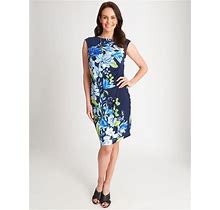 Miller's MILLERS - Womens Dress - Printed Knit Dress With Side Pleats Blue 18