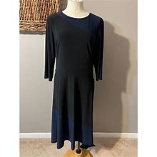 Lauren Ralph Lauren Dresses | Ralph Lauren Black Blue Stretch Sheath Dress Belt Washable 16 | Color: Black/Blue | Size: 16