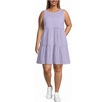 Women's Plus Size Sleeveless Eyelet Shirt Dress - Lands' End - Purple - 1X