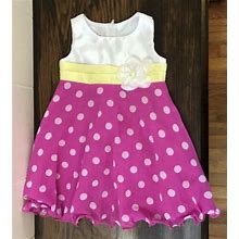 Jessica Ann Party Dress Toddler Polka Dots Flower Pleated Ruffled Hem