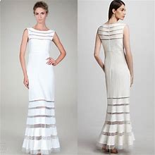 Tadashi Shoji Dresses | Nwt! Tadashi Shoji Ivory Jersey Mesh Illusion Gown Dress Size S Retail $650 | Color: White | Size: S