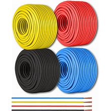 GS Power 12 Gauge Electrical Wire - 4 Pack Color Combo Low Voltage Wiring 100 Feet Per Roll, Copper Clad Aluminum Electric Wires For 12 Volt