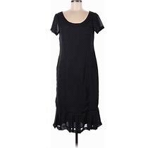 Danny & Nicole Casual Dress - Midi Scoop Neck Short Sleeves: Black Dresses - Women's Size 8