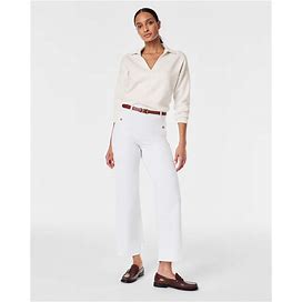 Spanx Women's Stretch Twill Cropped Wide Leg Pant In White