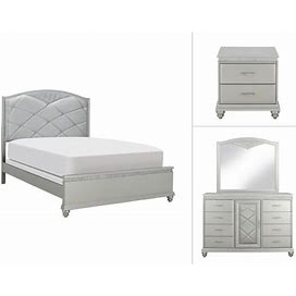 Amina 4-Pc. Bedroom Set In Silver By Crown Mark