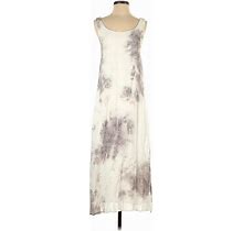 Enza Costa Casual Dress - A-Line Scoop Neck Sleeveless: Ivory Print Dresses - Women's Size X-Small