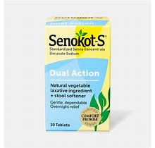 HSA-Eligible | Senokot S Laxative And Stool Softener Tablets, 30 Ct