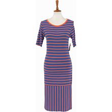 Lularoe Dresses | Lularoe Julia Striped Dress, Nwt Small | Color: Blue/Orange | Size: S