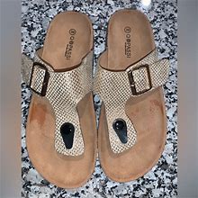 Q Passi Shoes | Italian Q Passi Gold, Birkenstock Style Sandal Size 38 | Color: Gold | Size: 7.5