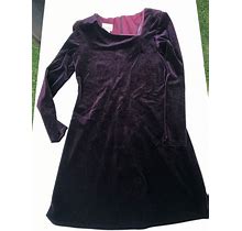 K.C. Spencer Dress Women Size 4 Deep Purple Velvet Long Sleeve Back