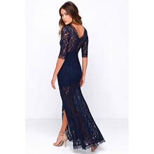 Lulu's Dresses | Only One Navy Blue Lace Maxi Dress - Lulu's | Color: Blue | Size: S