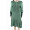 Hanley Mellon Women's Silk Pleated Dress 6 Army Green