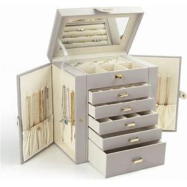 Jewelry Box For Women - 6.8"D X 10.6"W X 11.4"H - Grey