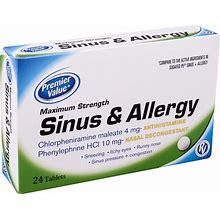 Premier Value Sinus & Allergy Tabs - 24Ct. Premier Value