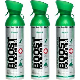 3 Pack Large 10-Liter Boost Oxygen Portable Pure Canned Natural Oxygen Canister Bottle For High Altitudes, Athletes, And More, Flavorless…