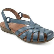 Earth Women's Berri Woven Casual Round Toe Slingback Sandals - Moroccan Blue Leather - Size 11W