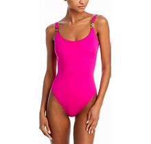 Versace Women's Medusa Hardware Scoop One Piece Swimsuit - Pink - Size 3 - Warterlily