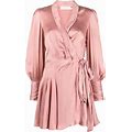 Zimmermann Women's Silk Wrap Mini Dress In Pink | Size 2 | 8067DRF23DPI