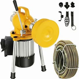 VEVOR Drain Cleaner Machine 66ft X2/3Inch Electric Drain Auger With 2 Cables For 3/4" To 4" Pipes Power Spin With Autofeed Function & 6 Cutters Sewer