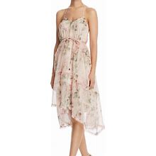 Aqua Dresses | Tiered Floral Halter Dress | Color: Cream/Orange | Size: S